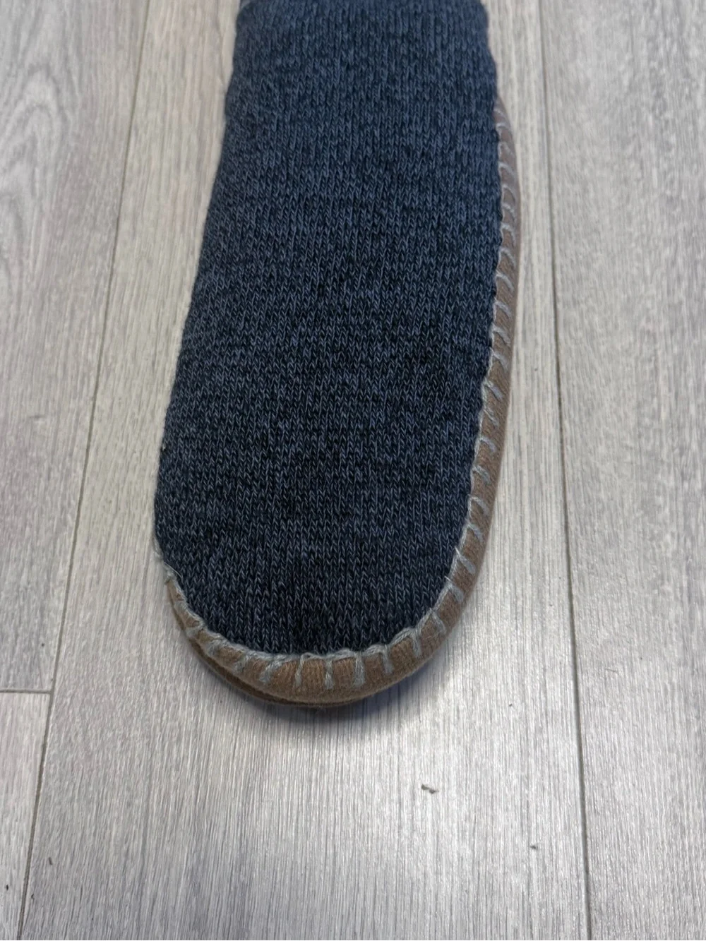 Men's Dark Gray Moccasin Slipper Socks‎ Size 9-13 with Non-Slip Sole